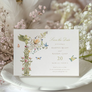Mythical Garden Save Date Golden Elegance Inbjudningar