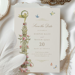 Mythical Garden Save Date Golden Elegance Inbjudningar