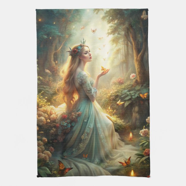 Mythical Girl in Forest Setting Kökshandduk (Vertikal)
