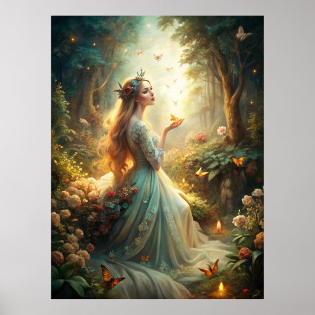 Mythical Girl in Forest Setting Poster (Framsidan)