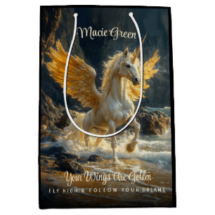 Mythical Golden Winged Pegasus Ocean Fantasy Horse