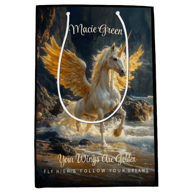 Mythical Golden Winged Pegasus Ocean Fantasy Horse (Framsidan)