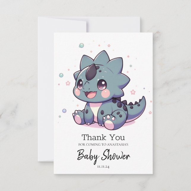 Mythical Little Dinosaur Baby Shower Tack Kort (Framsida)