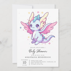 Mythical Modern Dragon Baby Shower Inbjudningar