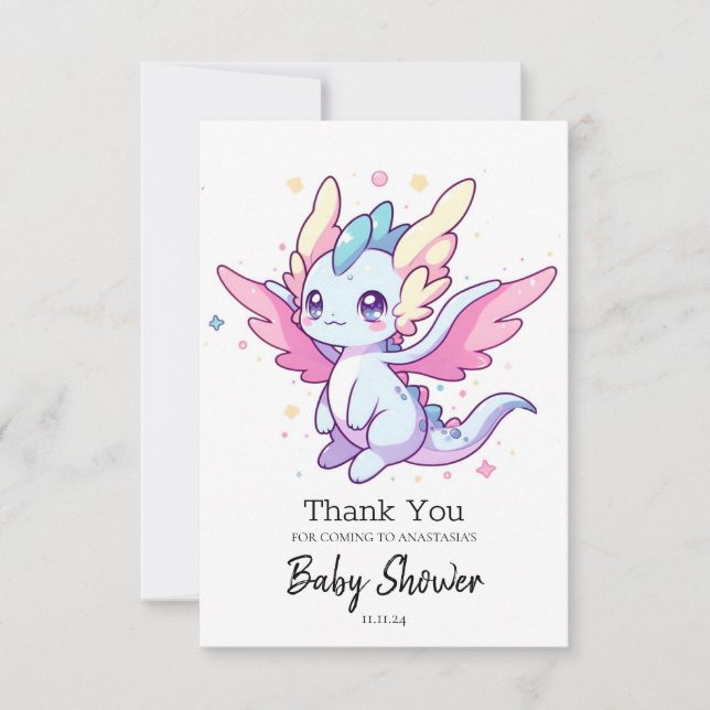Mythical Modern Dragon Baby Shower Tack Kort (Framsida)