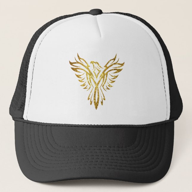 Mythical Phoenix Bird Rising Logo (Faux Gold) Keps (Framsida)