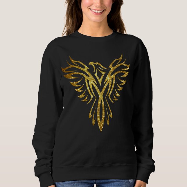 Mythical Phoenix Bird Stigning Logotyp (Faux Guld) T Shirt (Framsida)