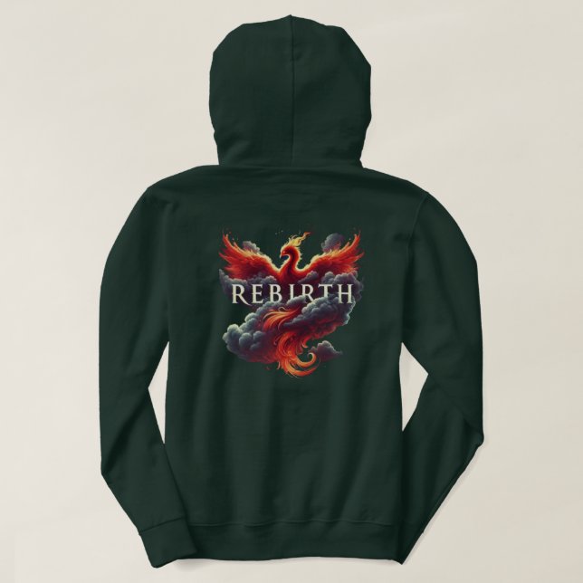 Mythical Phoenix Cloud Art Typography Hoodie (Design baksida)
