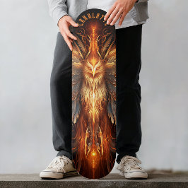 Mythical Phoenix with Tribal Patterns Dark Fantasy Mini Skateboard Bräda 18,5 Cm