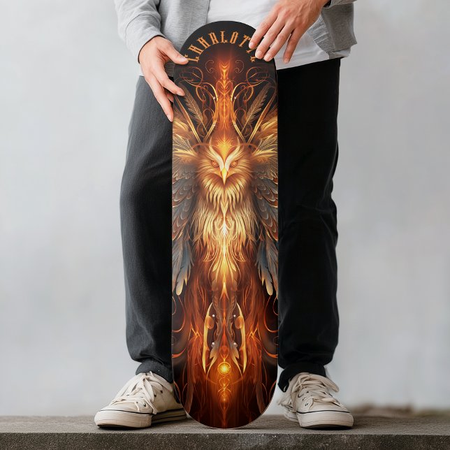 Mythical Phoenix with Tribal Patterns Dark Fantasy Mini Skateboard Bräda 18,5 Cm (Mythical Phoenix with Tribal Patterns Dark Fantasy Skateboard)
