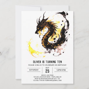 Mythical Roaring Roligt Dragon Birthday Inbjudningar