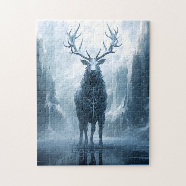 Mythical Stag på vintern. Pussel (Vertikal)