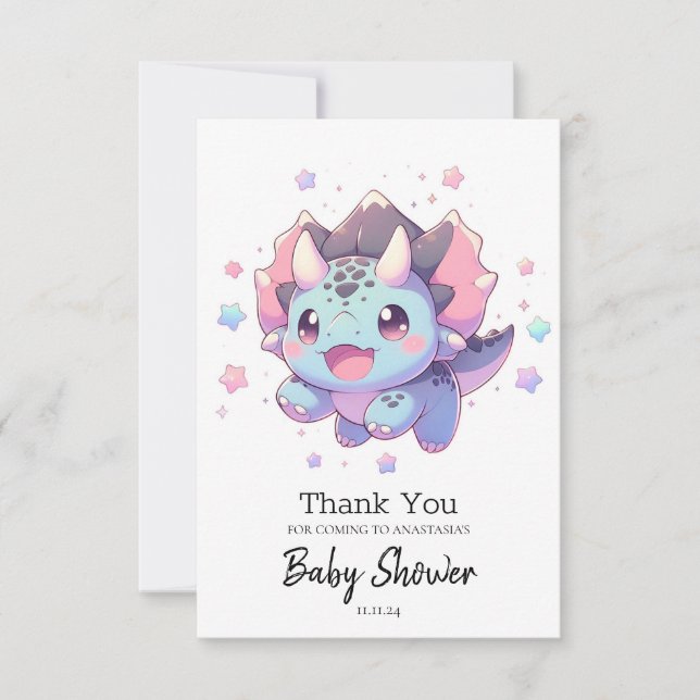 Mythical Sweet Dinosaur Baby Shower Tack Kort (Framsida)