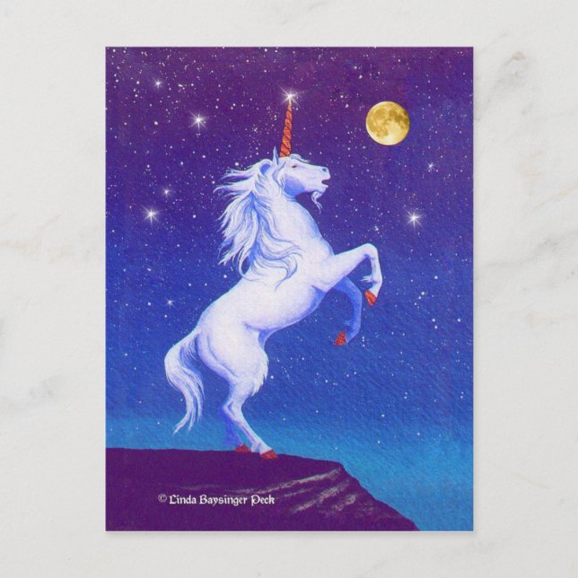 Mythical Unicorn Full Moon Vykort (Framsida)