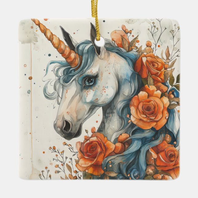 Mythical Unicorn Julgransprydnad Keramik (Framsida)