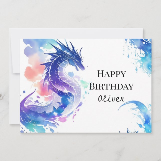 Mythical Whimsical Dragon Birthday Kort (Framsida)