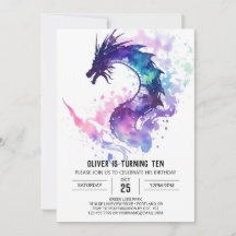 Mythical Whimsical Kids Dragon Birthday