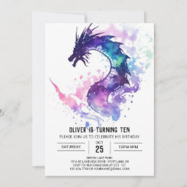 Mythical Whimsical Kids Dragon Birthday Inbjudningar