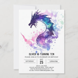 Mythical Whimsical Kids Dragon Birthday Inbjudningar
