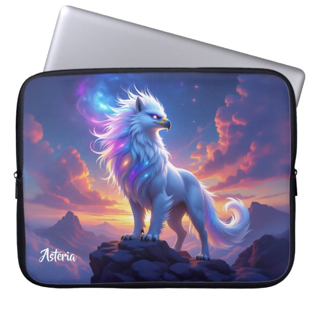Mythical White Griffin on Top of the World Laptop Fodral (Framsidan)