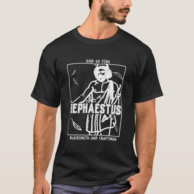 Mythologi Hephaestus Gud of Fire Blacksmith and Cr T Shirt (Framsida)