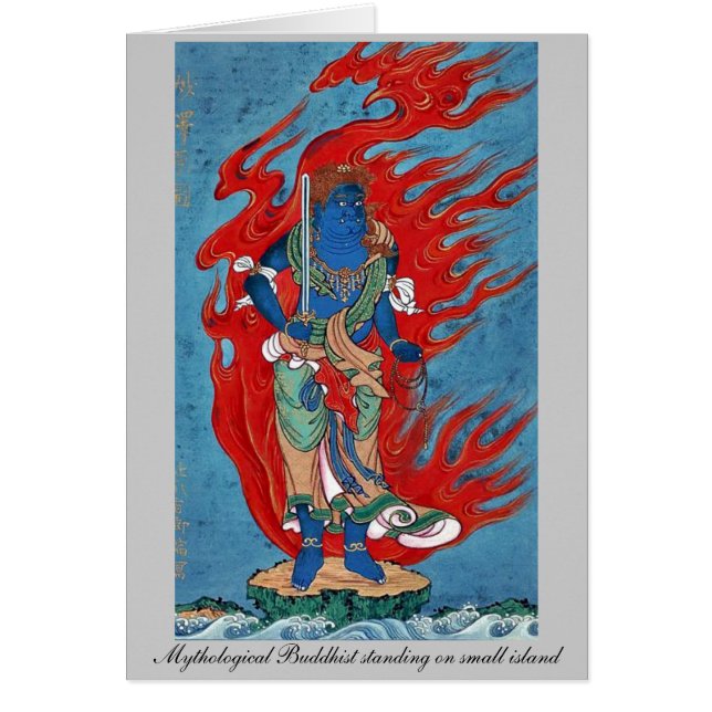 Mythological buddistiskt anseende på den små ön OBS kort (Framsidan)