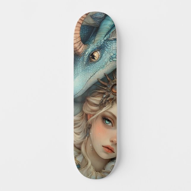 Mythological Dragon & Nymph Girly Skate Deck (Framsida)