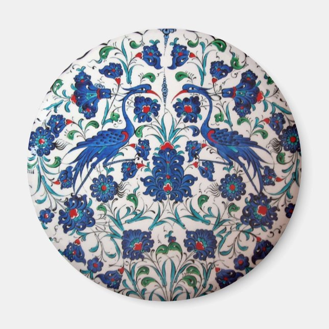 Mythological Heron Bird Mönster Tile Art Magnet (Framsidan)