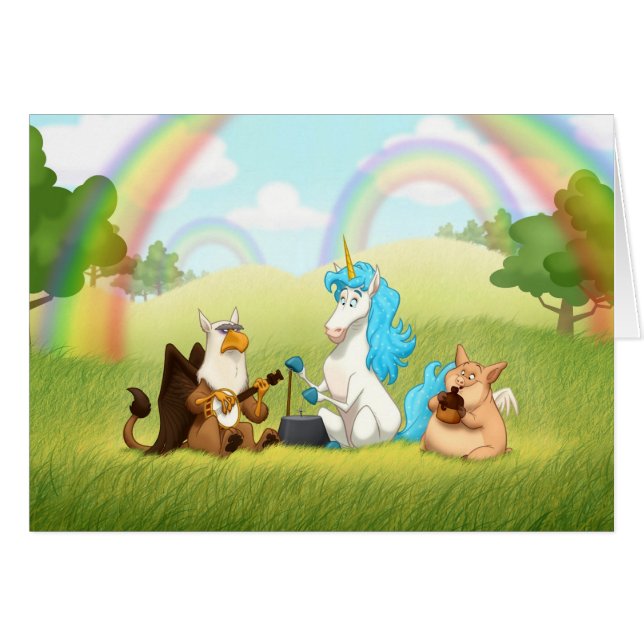 Mythological tillbringaremusikbandkort (tom hälsningskort (Framsidan Horizontal)