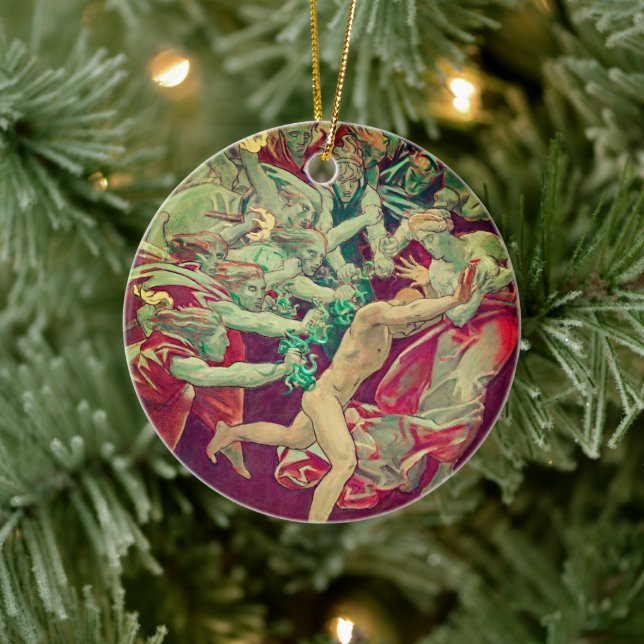 Mythologisk konstornament - ilska och öde julgransprydnad keramik (Träd)