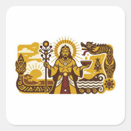 Mythology Batak (Mulajadi na Bolon) Fyrkantigt Klistermärke