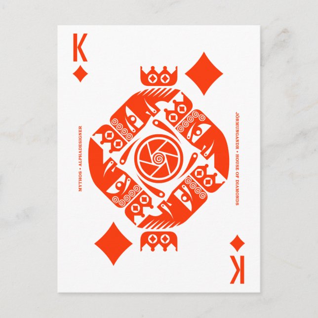 Mythos Jormungandr Kung av Diamonds Vykort (Framsida)