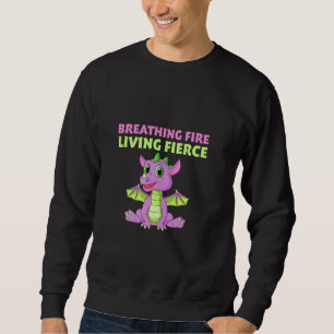 Mytical Creatagons Reptile Breathing Fire Lång Ärmad Tröja