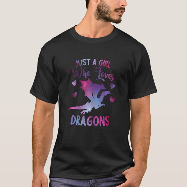 Mytical Creatures dragon Bara en flicka som Kärlek T Shirt (Framsida)