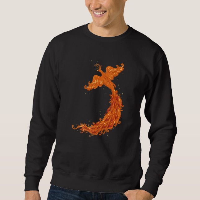 Mytical Legend Flies Phoenix Flames Mytholog Lång Ärmad Tröja (Framsida)