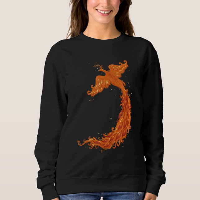 Mytical Legend Flies Phoenix Flames Mytholog T Shirt (Framsida)
