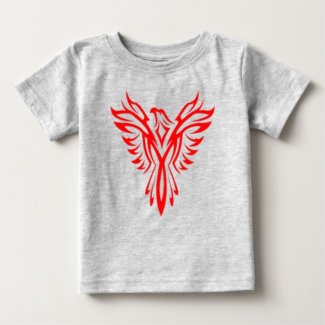 Mytical Phoenix Bird Stigning Logotyp (Red) T Shirt (Framsida)