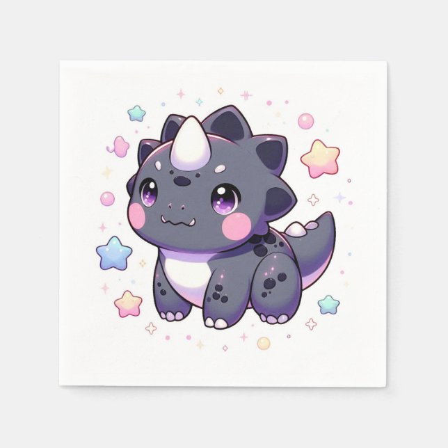 Mytical Simple Dinosaur Baby Shower Pappersservett (Framsidan)