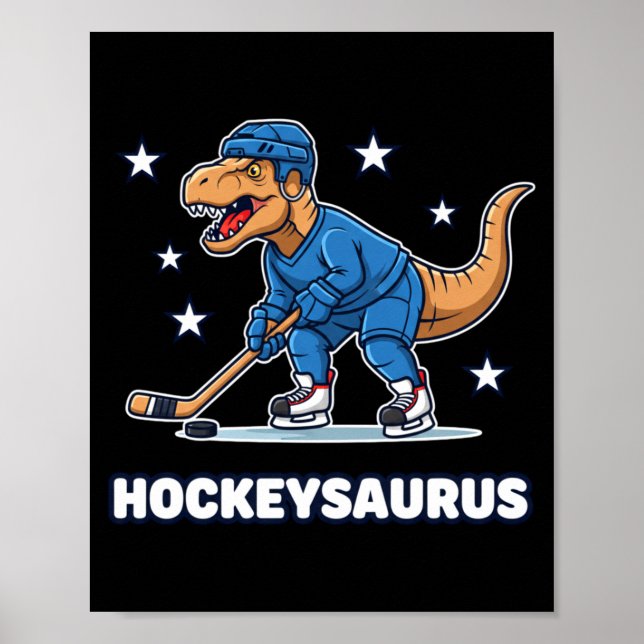 Mytisk &amp; förhistorisk hockeysaurus rolig poster (Framsidan)