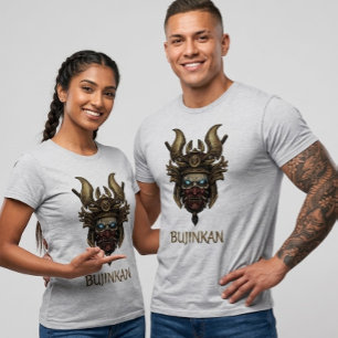 Mytisk Bujinkan Samurai Mask med Lysande Ögon T-Sh T Shirt