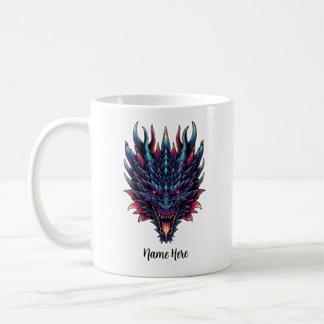 Mytisk Drak Anpassat Namn Kaffemugg (Vänster)