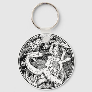 Mytisk Drak Gammal Illustrations Nyckelring