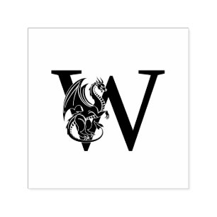 Mytisk Drakes över enkel fet initialmonogram Självfärgande Stämpel