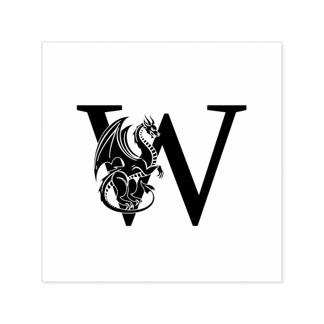 Mytisk Drakes över enkel fet initialmonogram Självfärgande Stämpel (Design)