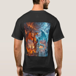 Mytisk Eld och Isdrake Gamer Fantasy T-Shirt