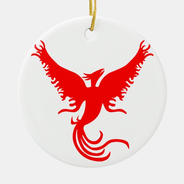 Mytisk Fågel Fenix. Julgransprydnad Keramik (Framsidan)