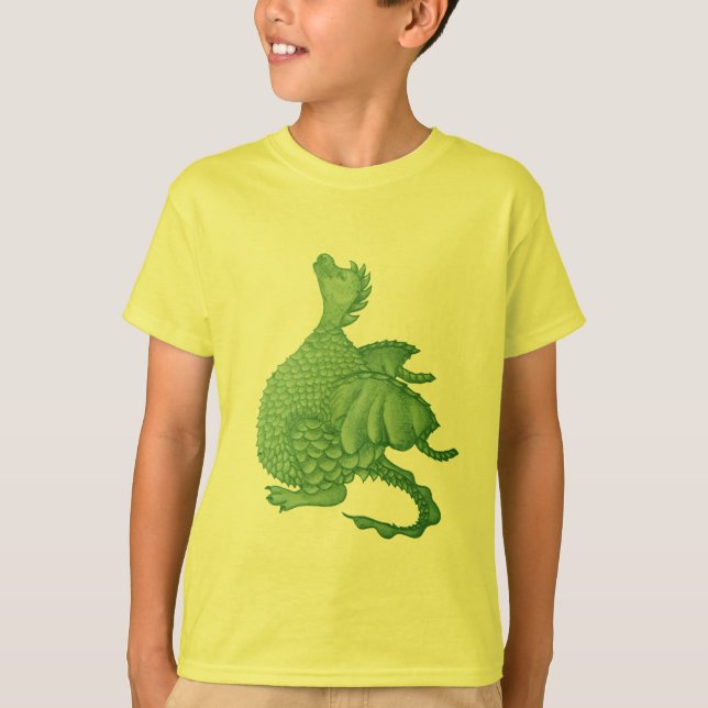 mytisk fantasi, söt grönt drake tee (Framsida)