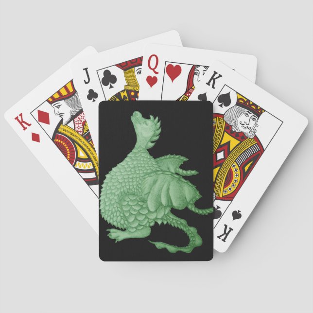 mytisk fantasi-varelse söt grönt drake casinokort (Baksidan)