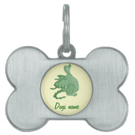 mytisk fantasi-varelse söt grönt drake namnbricka husdjur