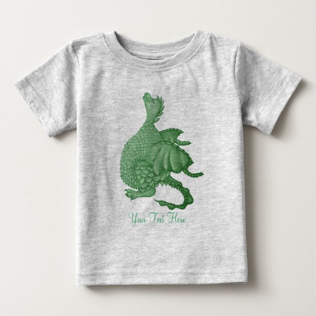 mytisk fantasi-varelse söt grönt drake tee shirt (Framsida)